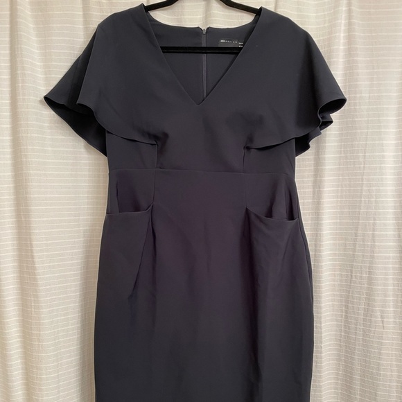 ASOS DESIGN Maternity Angel Sleeve Midi Pencil Dress in Navy NWT - Picture 6 of 9